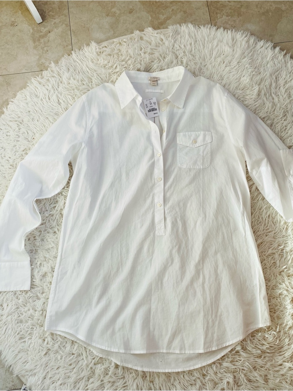 J. Crew NWT White Cotton Popover Tunic Shirt Size Large - Picture 5 of 13